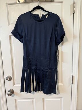 Navy Pleated Liza Dress - NWT